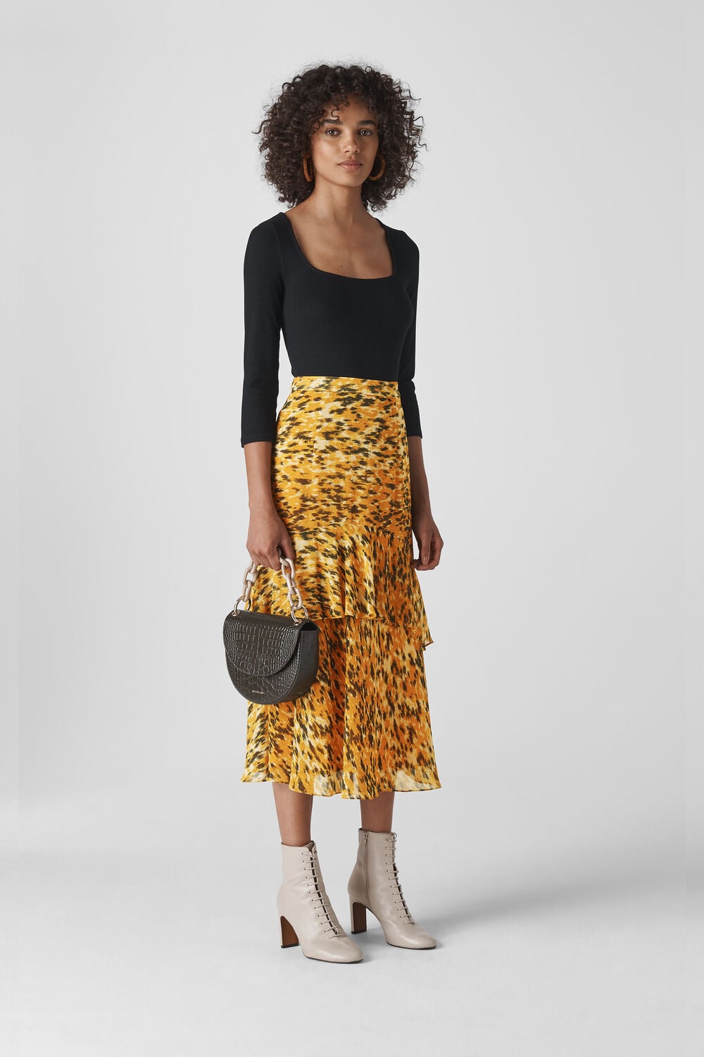 Ikat Animal Midi Skirt Yellow/Multi