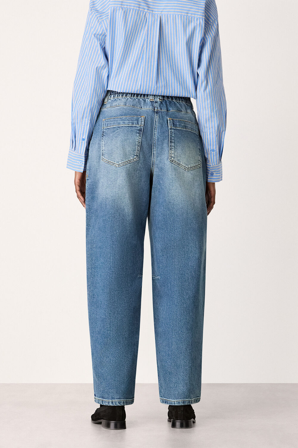 Denim Elasticated Waist Barrel Jean