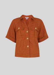Eldora Linen Pocket Shirt Rust