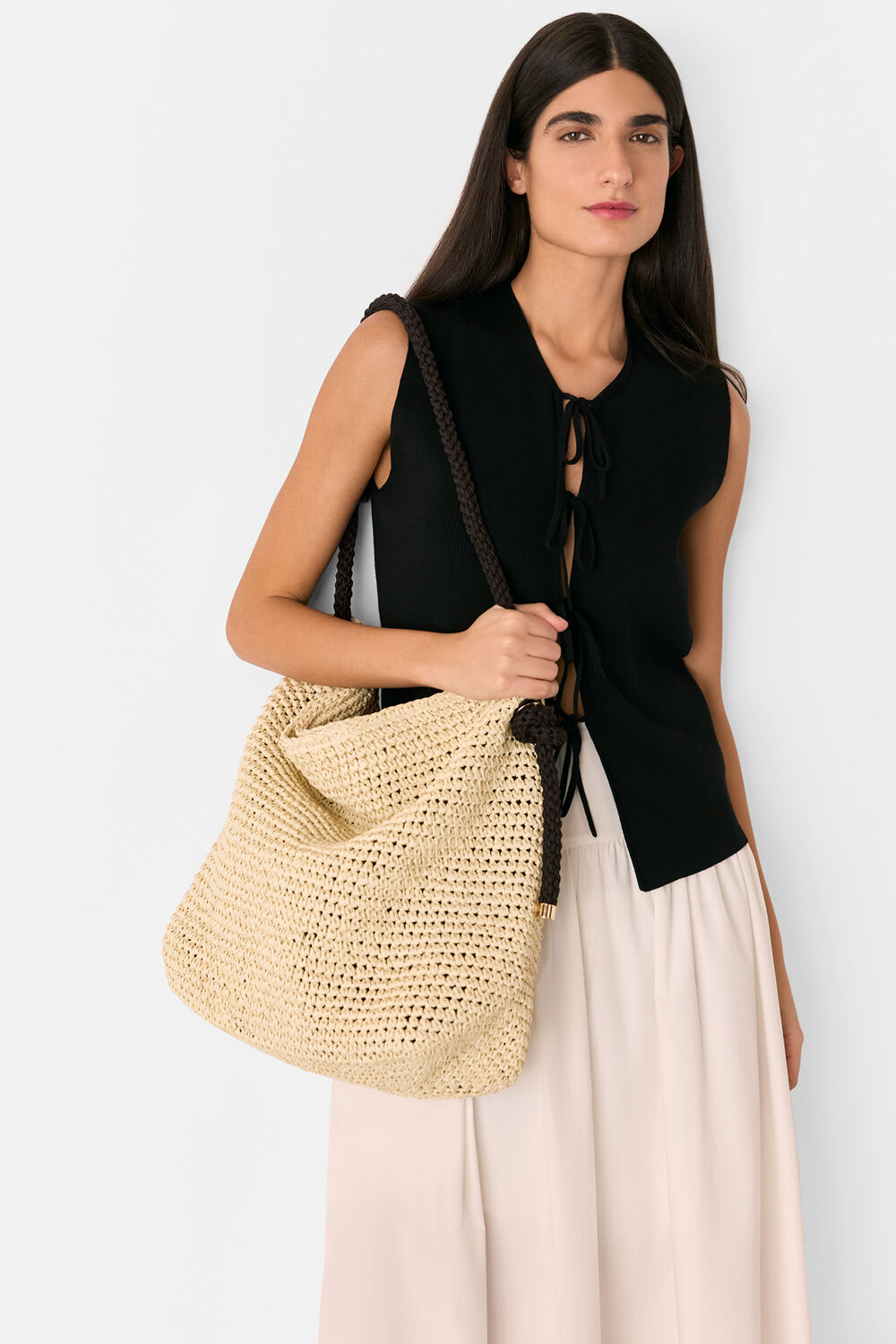 Attie Rope Handle Straw Tote