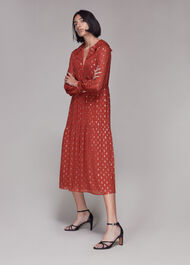 Frill Detail Dobby Midi Dress