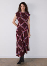 Painted Check Cowl Neck Dress