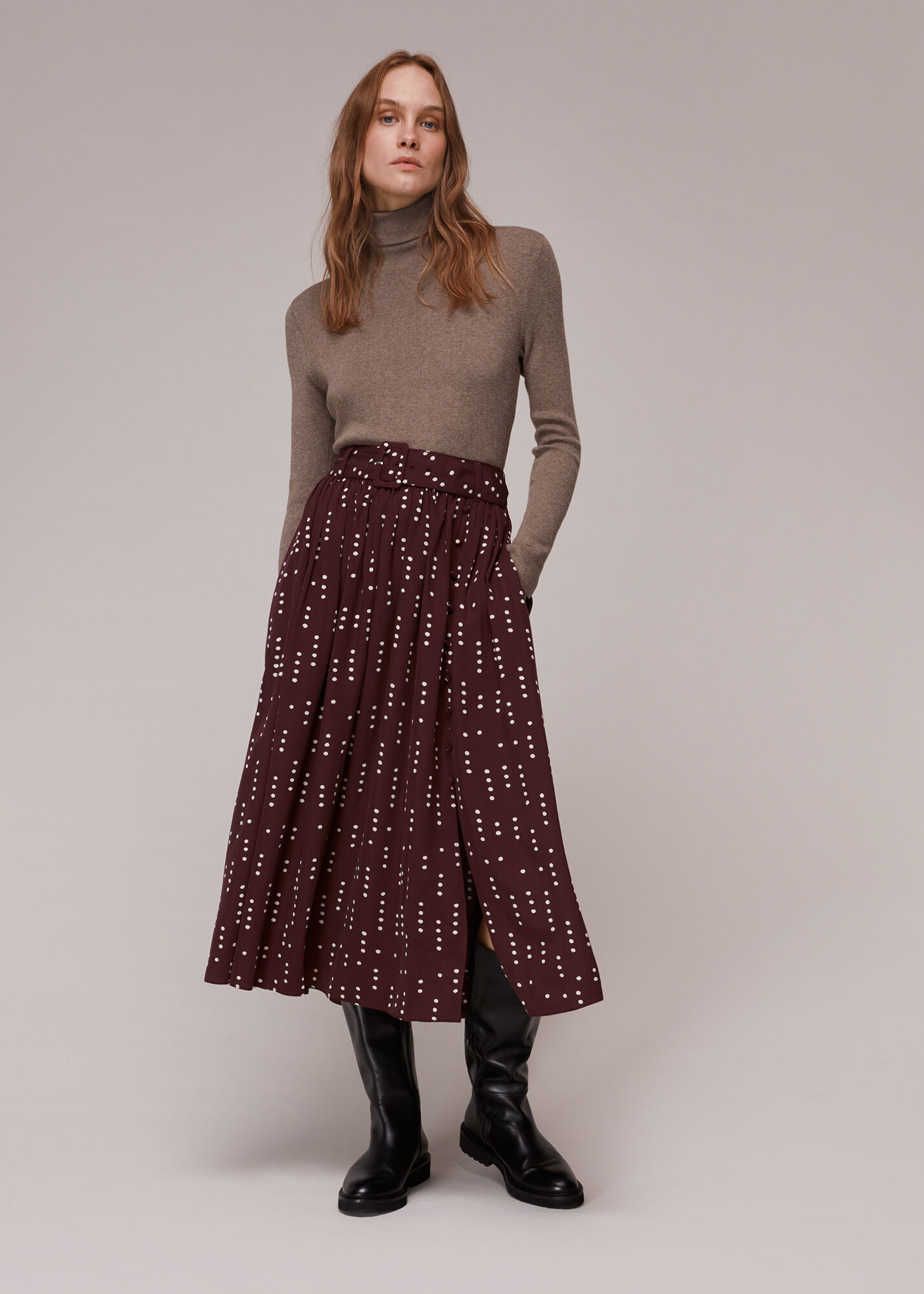 Belted midi skirt on sale