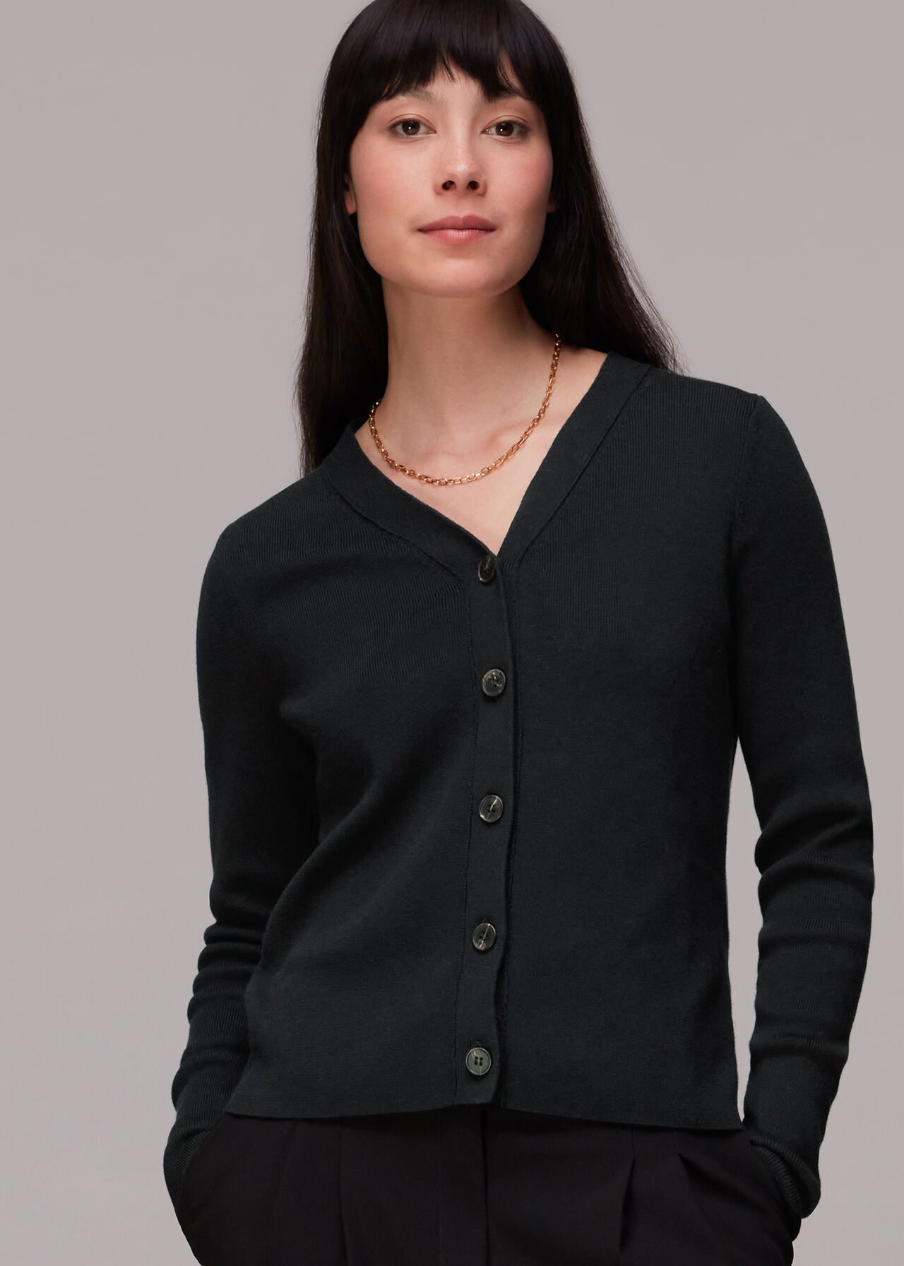 Black Slimline Cardigan | WHISTLES | Whistles UK