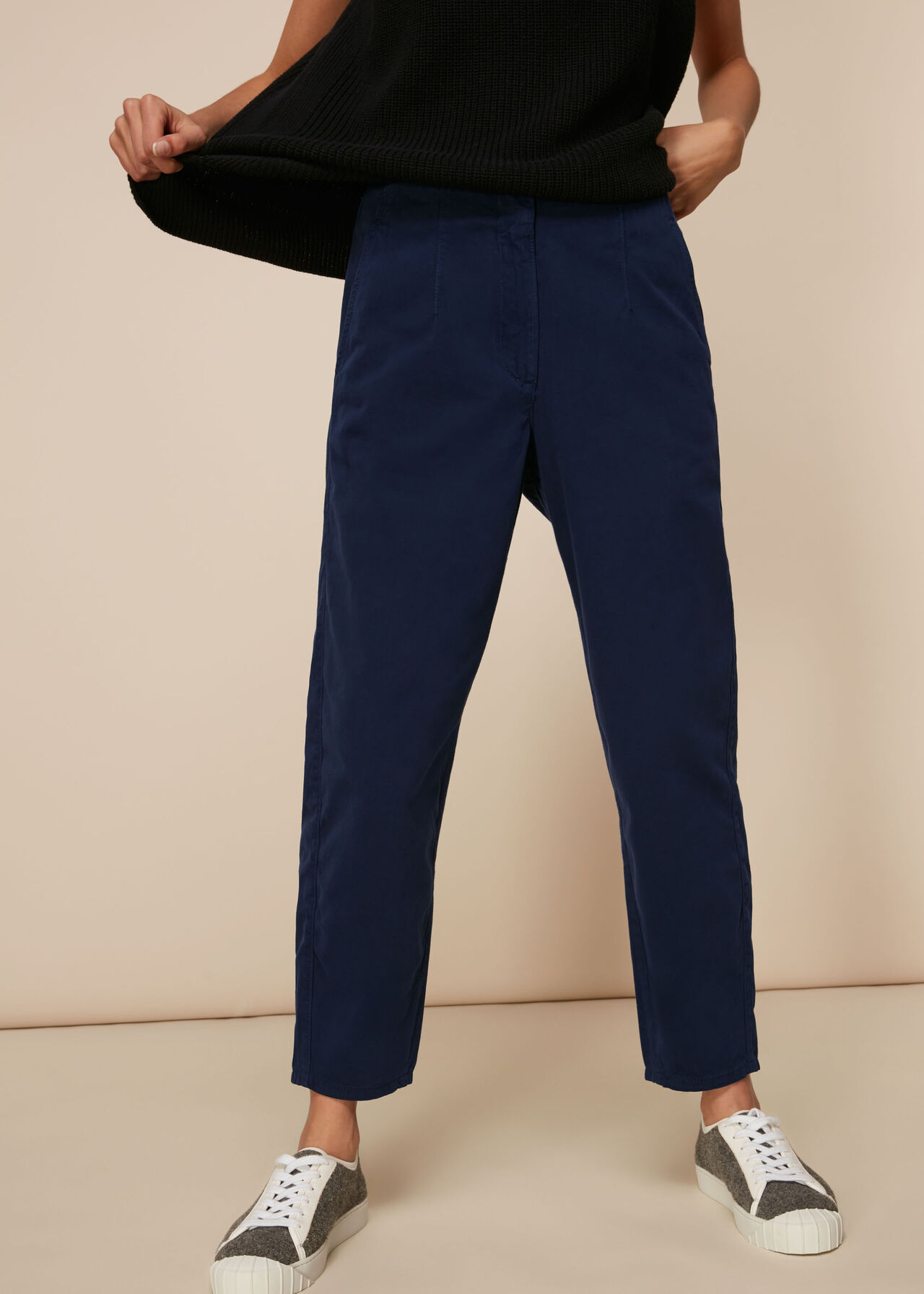 Navy Barrel Leg Trouser | WHISTLES