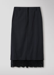 Stripe Detachable Lace Skirt