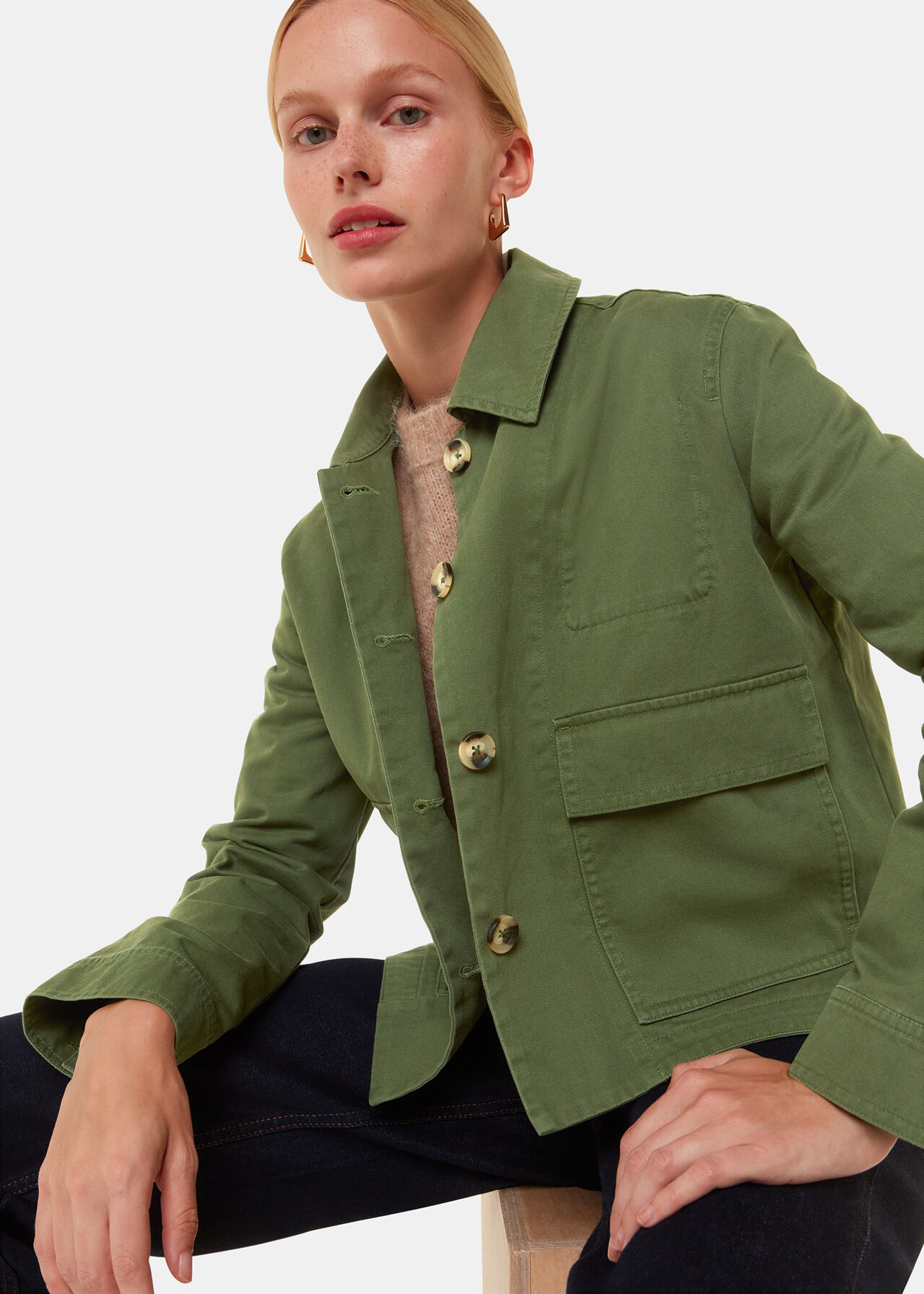 Whistles Marie Casual Jacket Dark Green Whistles Marie Casual Jacket Dark Green
