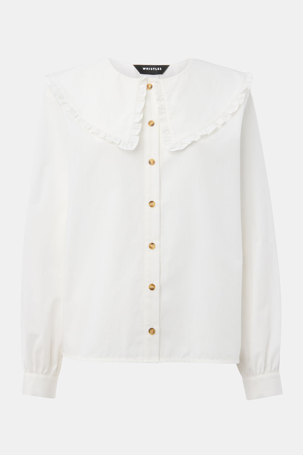 White Cotton Collar Detail Top