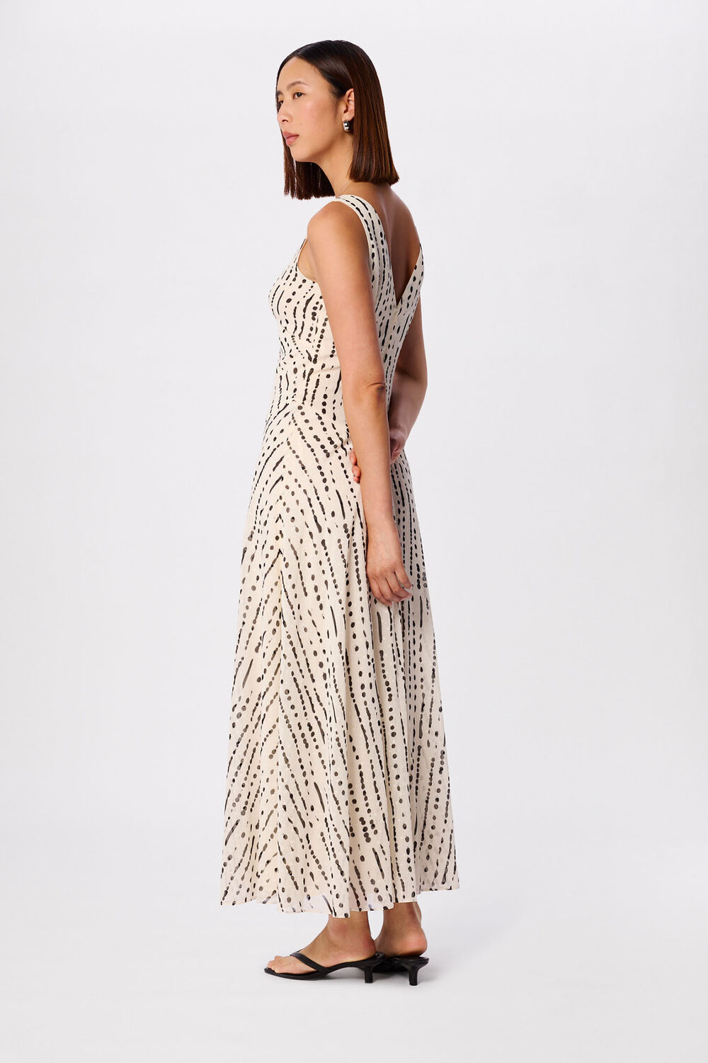 White Dashed Spot Dobby Maxi Dress
