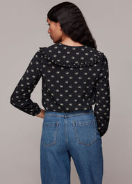 Horseshoe Print Collar Top