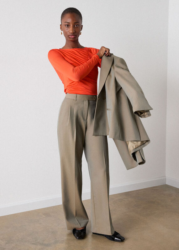 Orange Asymmetric Gathered Top