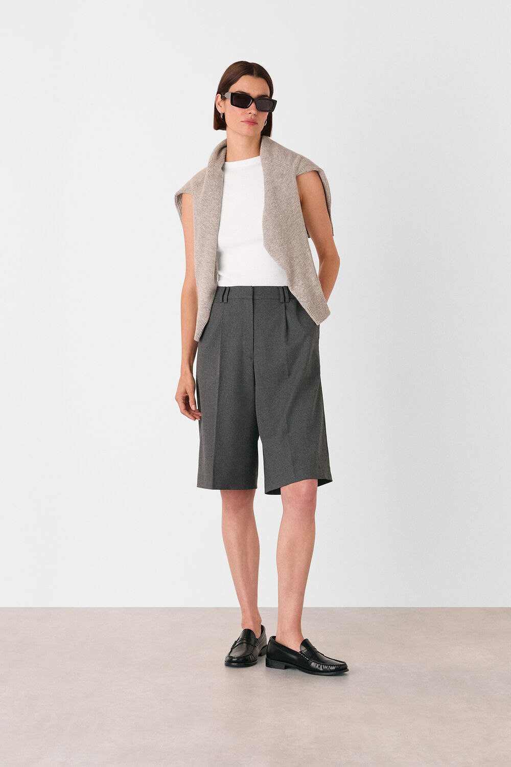 High Neck Rib Detail Tee