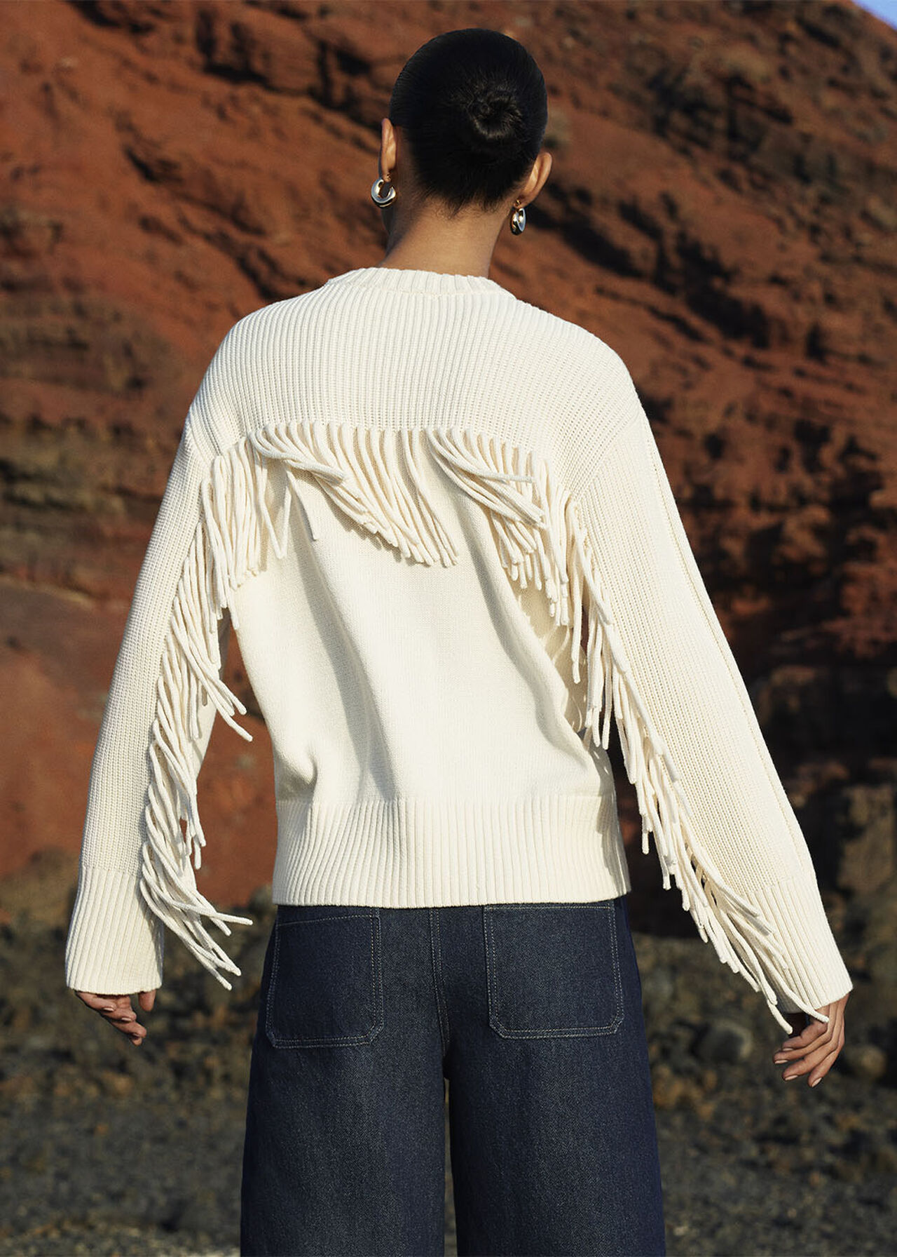 Fringed Rib Detail Sweater
