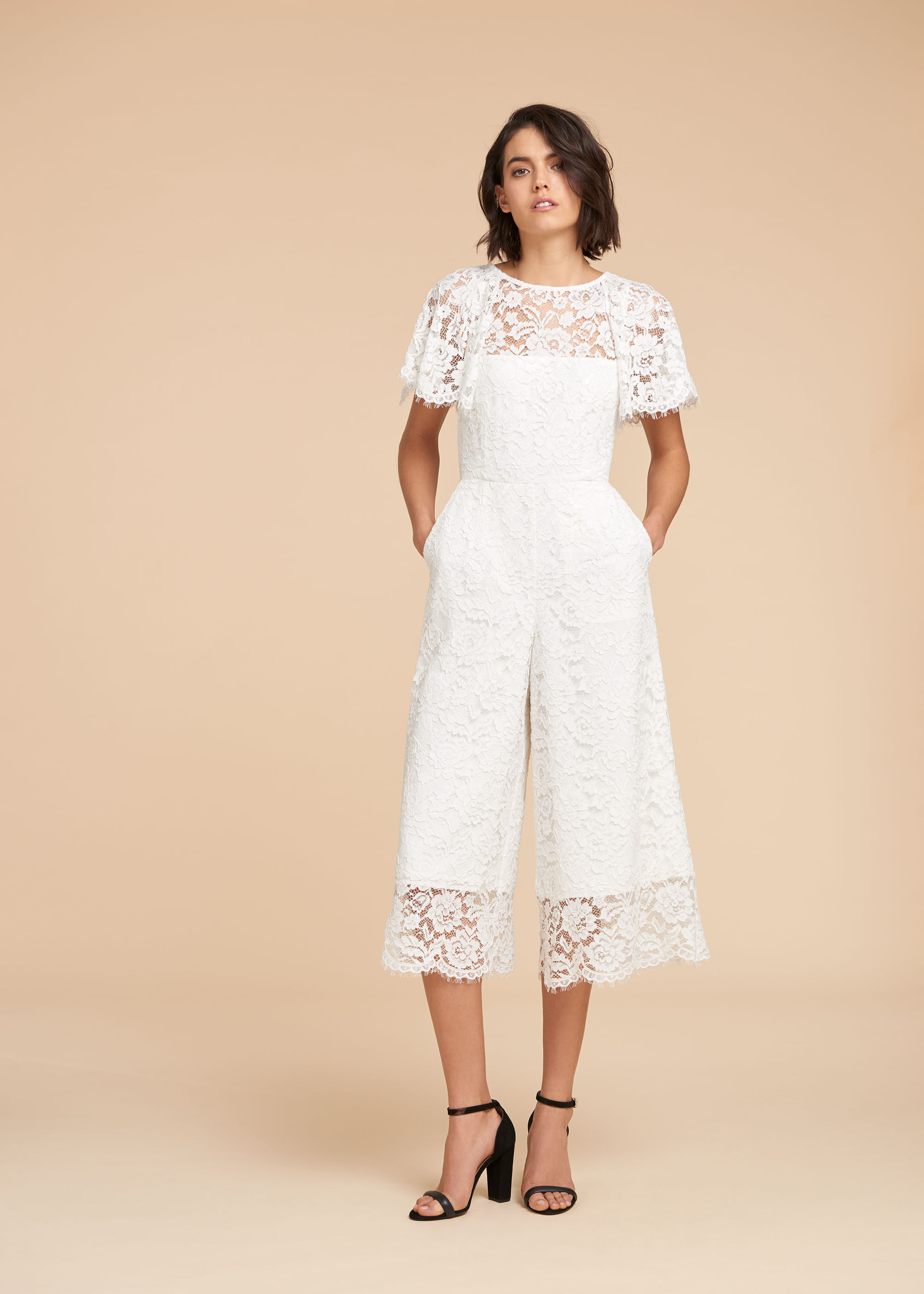 White lace bridal jumpsuit hot sale
