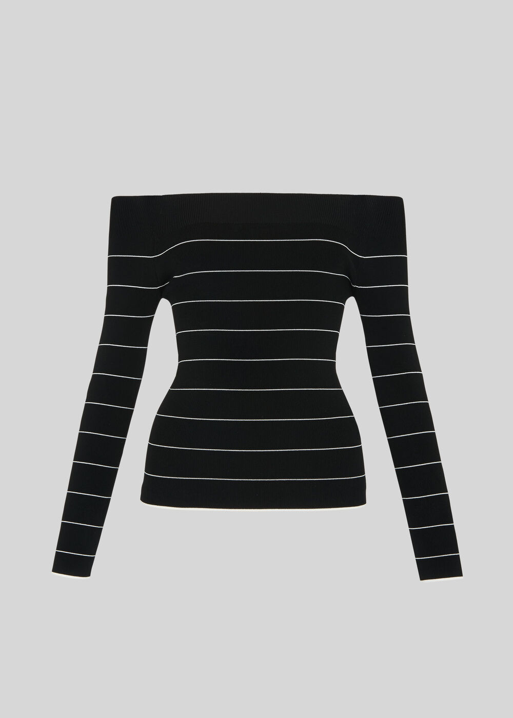 Fine Stripe Bardot Knit Black