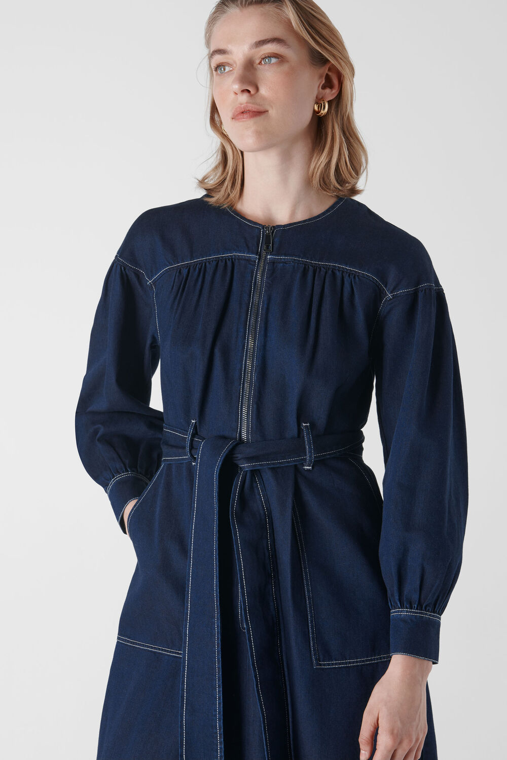 Hilde Tiered Denim Dress Dark Denim