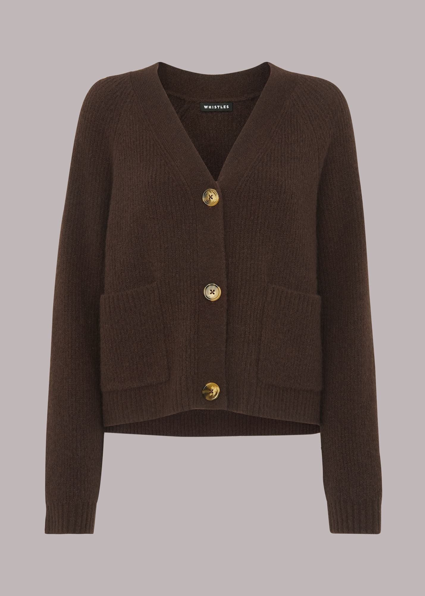 Women's Brown Ribbed Pocket Cardigan | Whistles US |