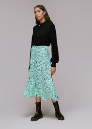 Tiger Print Button Front Skirt