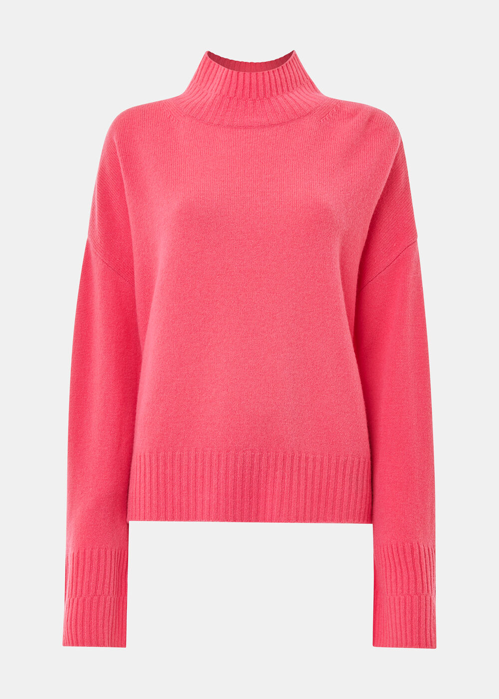 Wool Double Trim Funnel Neck