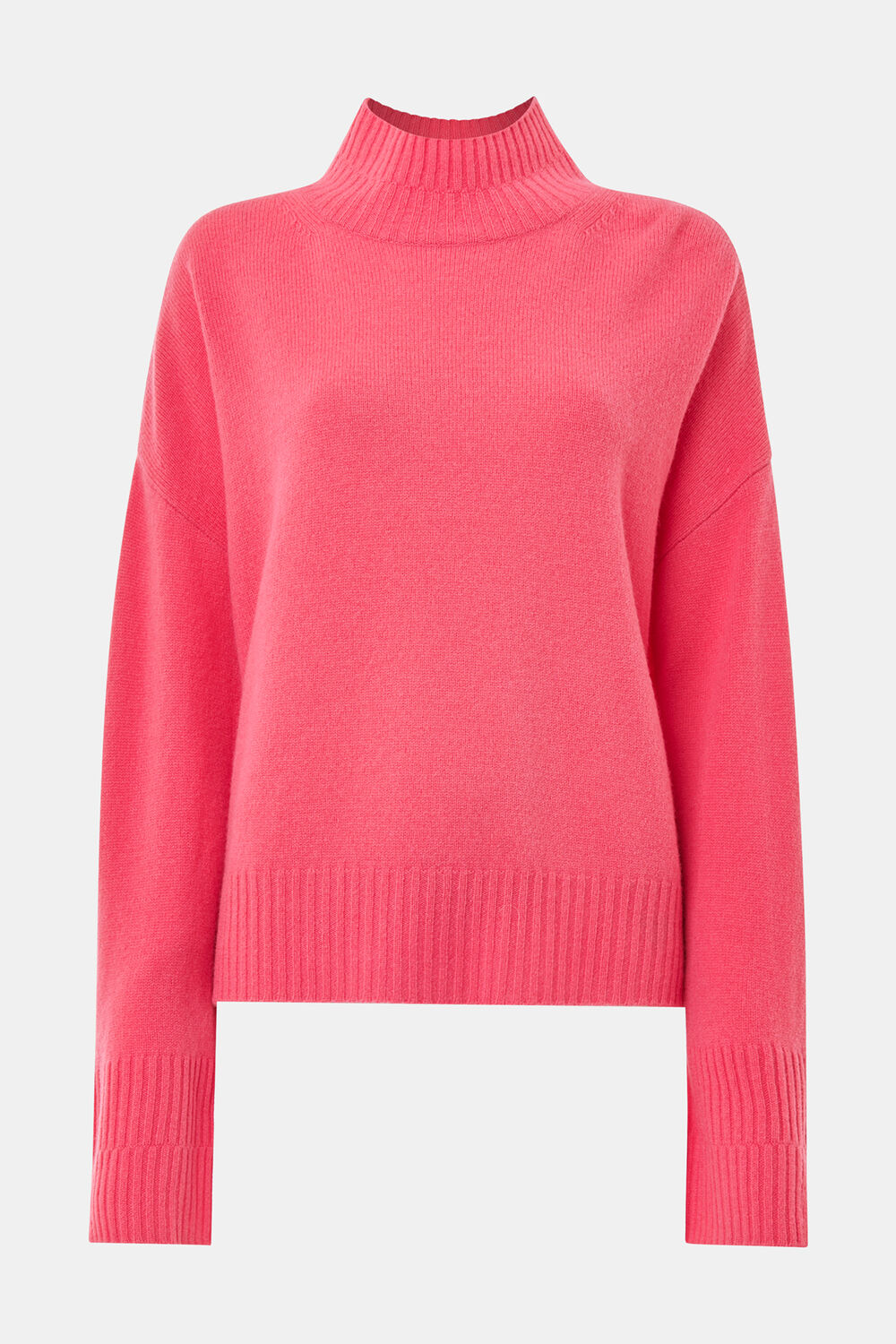 Wool Double Trim Funnel Neck
