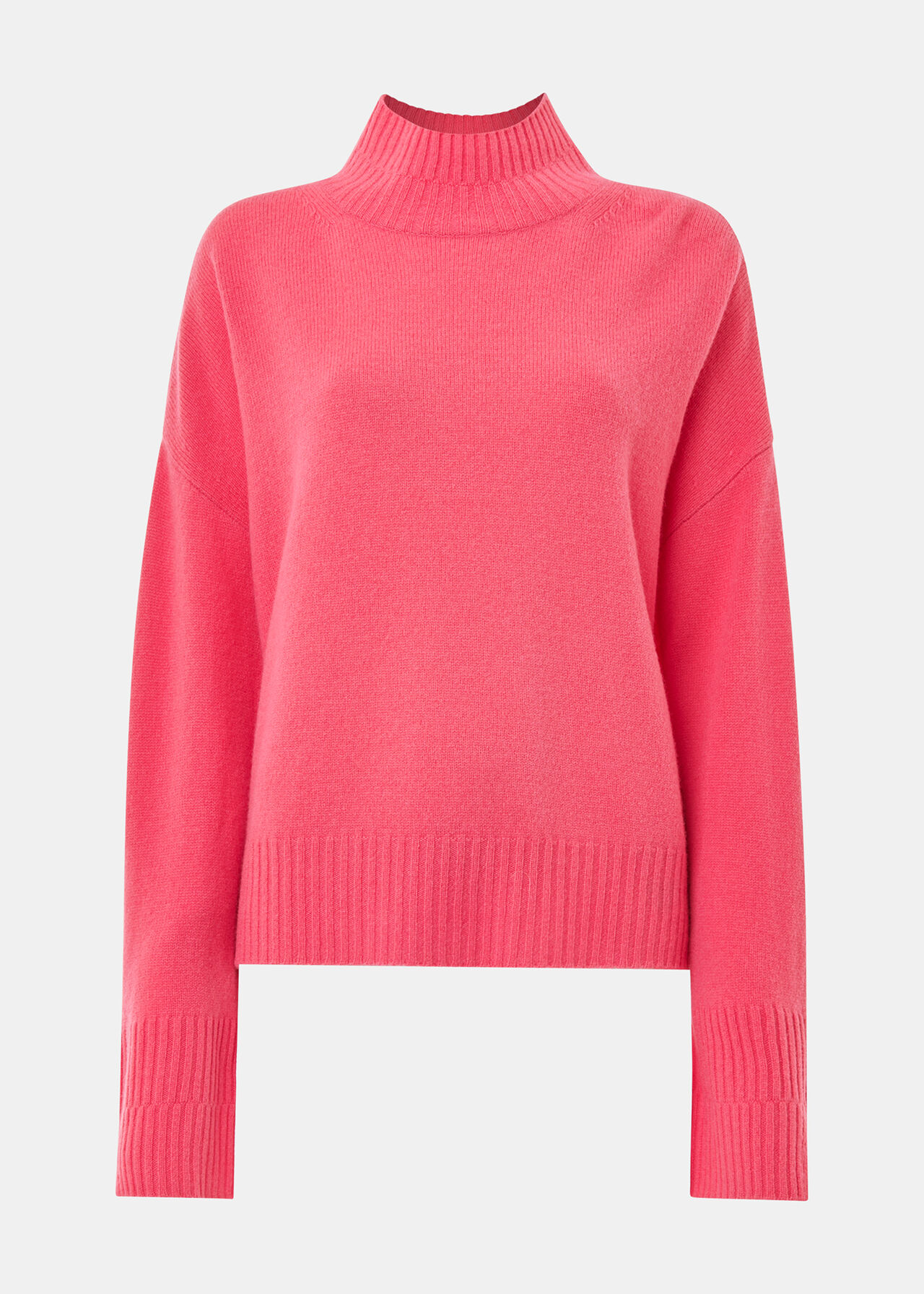 Wool Double Trim Funnel Neck
