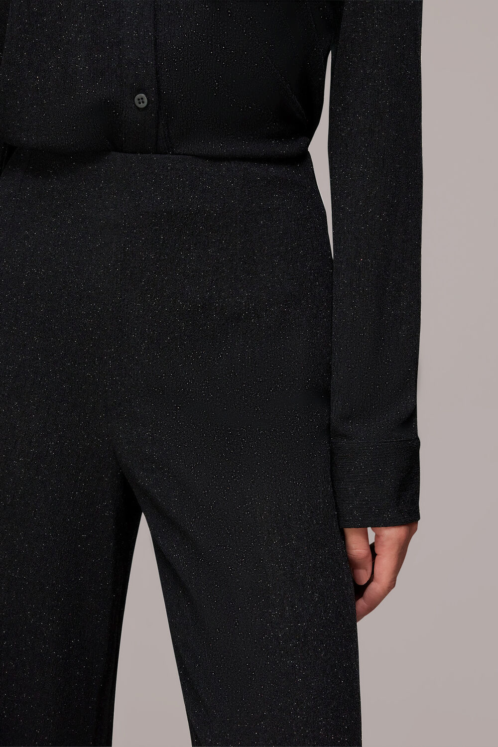 Black Sparkle Cropped Trouser