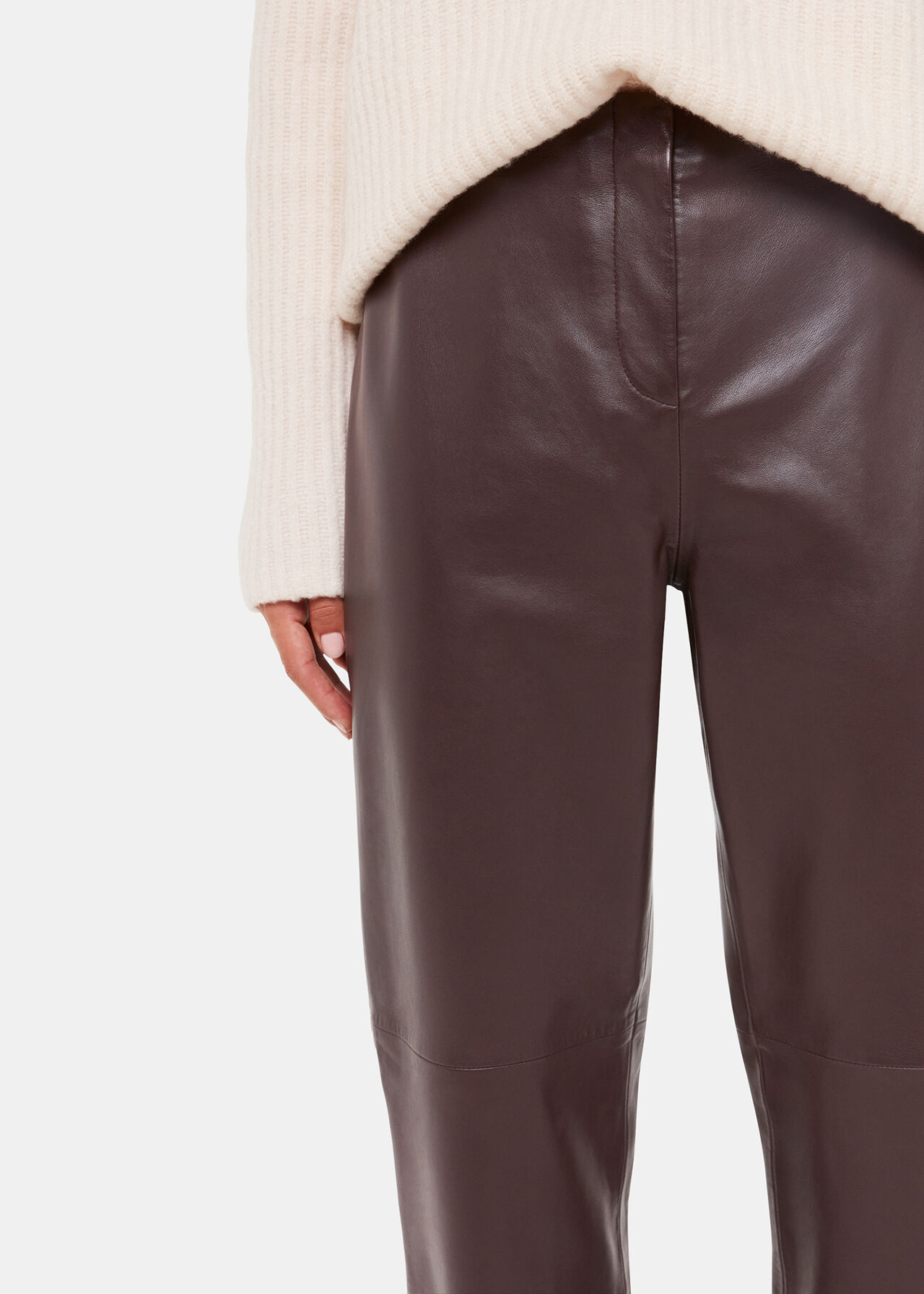 Flat Front Leather Trousers