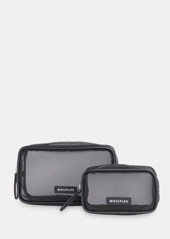 Black Mesh Wash Bag Set
