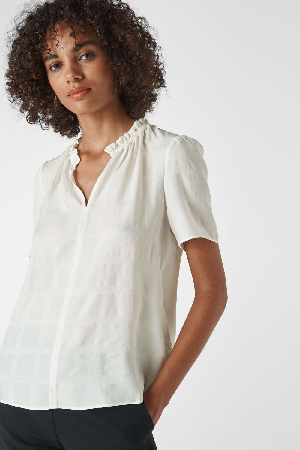 Ella Check Shell Top Ivory/Multi