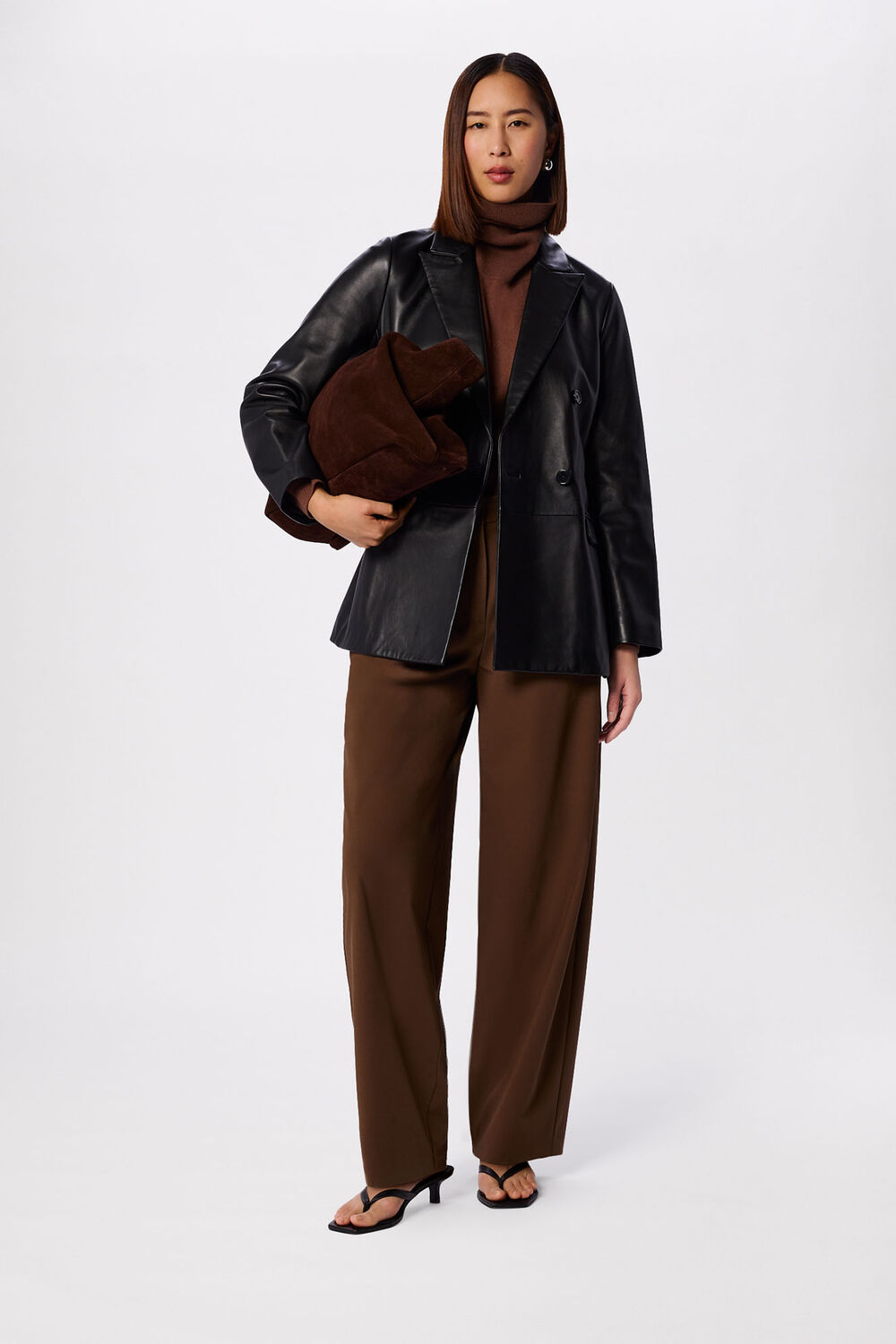 Aliza Waisted Leather Blazer