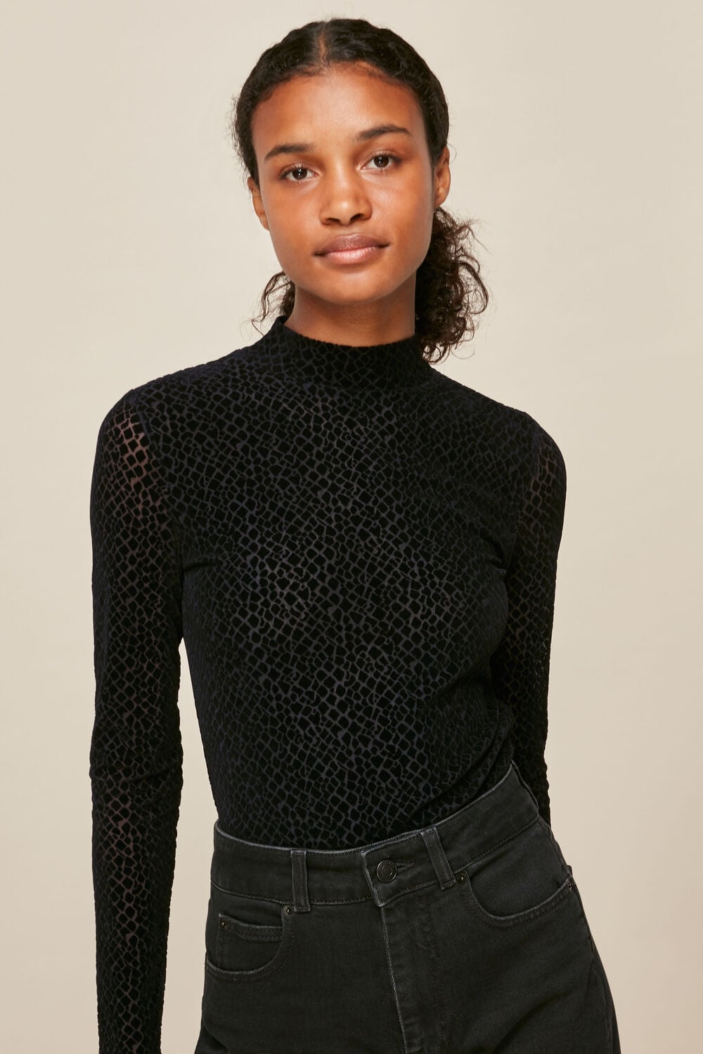Giraffe Flocked Mesh Top