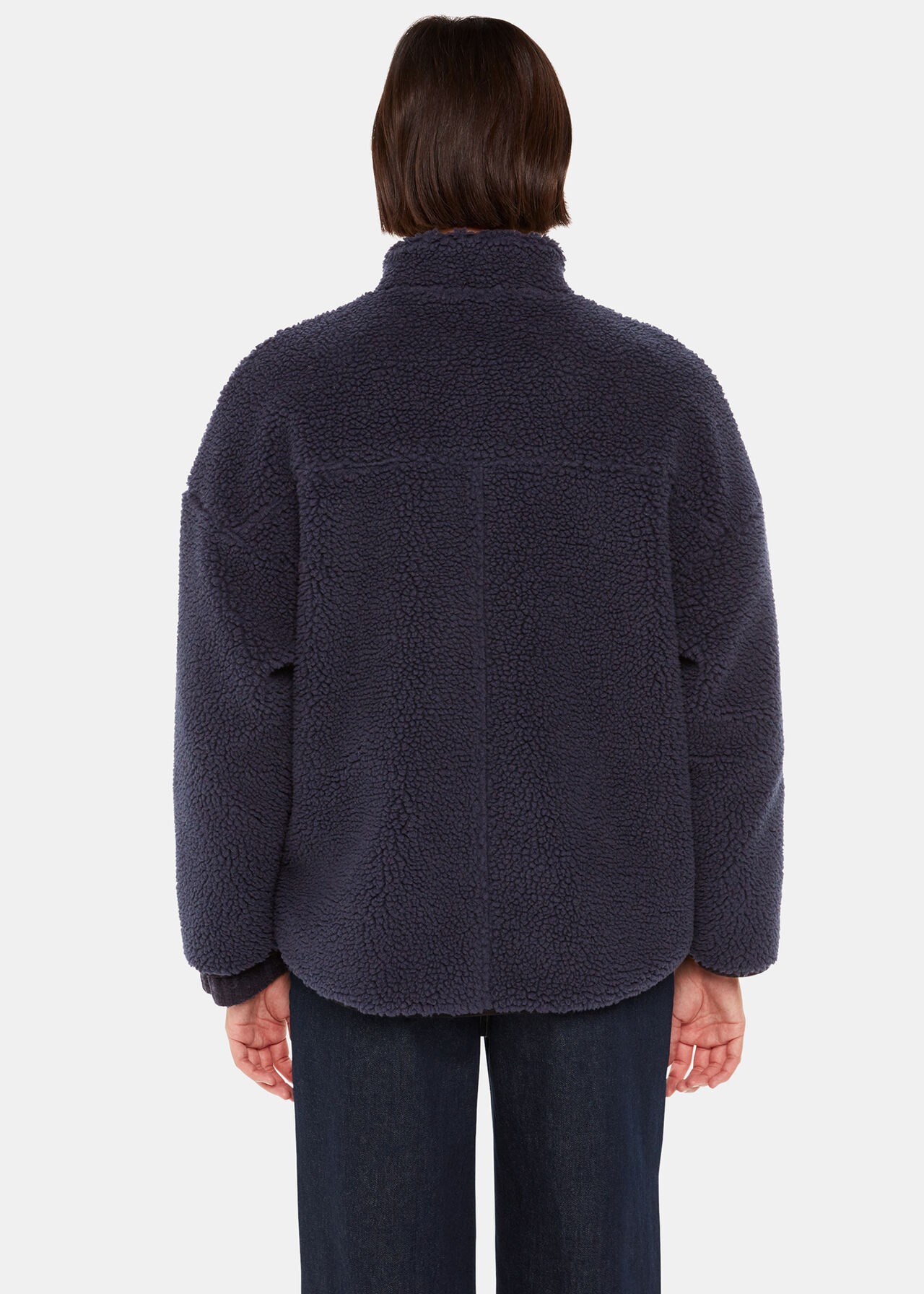 Navy Faux Teddy Bomber Jacket | WHISTLES