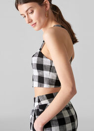 Gingham Button Up Bralette Black and White
