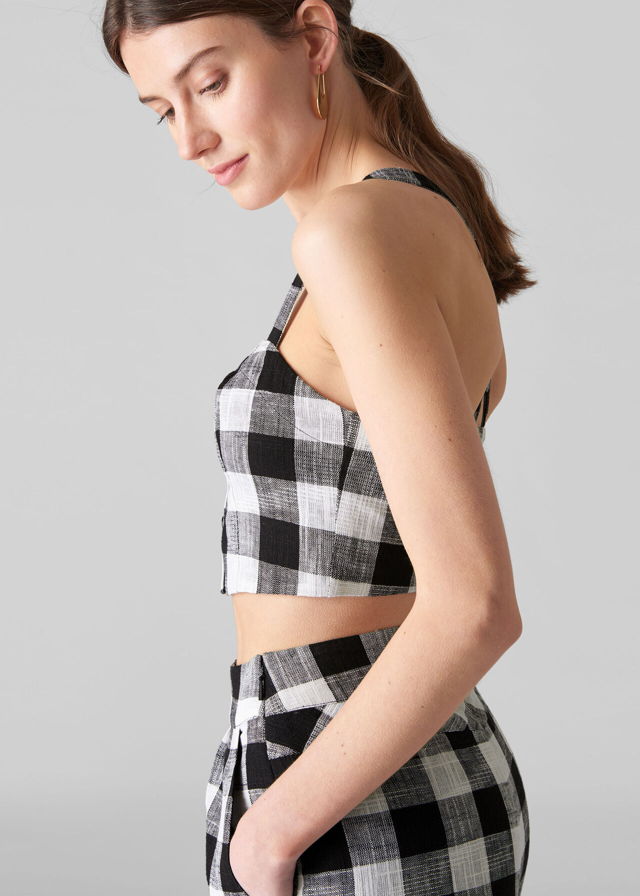 Gingham Button Up Bralette Black and White