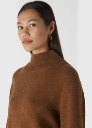 Funnel Neck Yak Mix Knit Olive