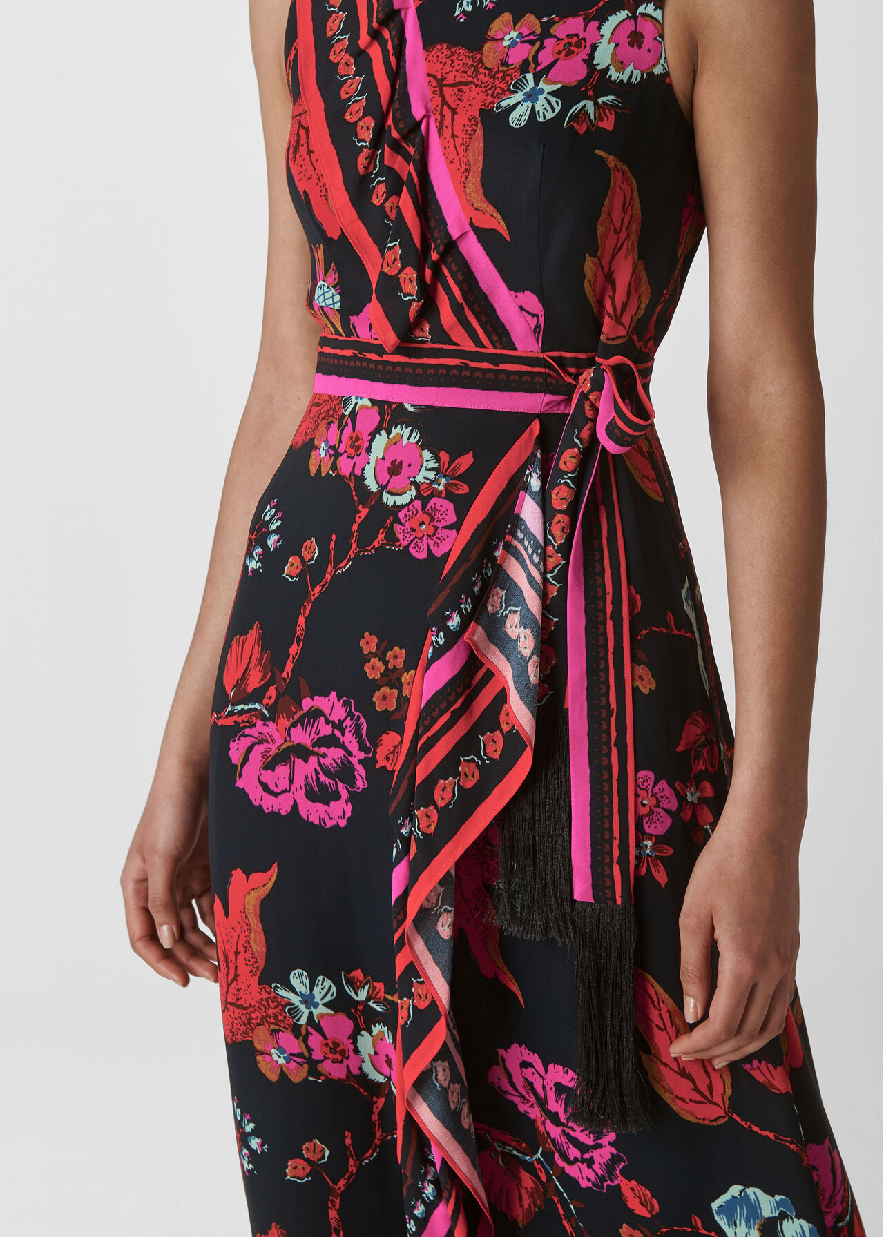 Scarf Print Wrap Dress Multicolour