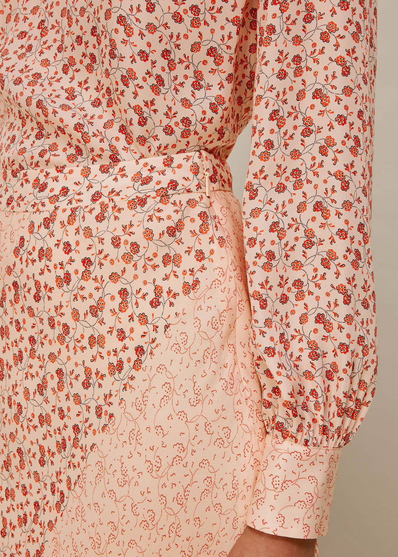 Flower Berry Print Silk Skirt Multicolour