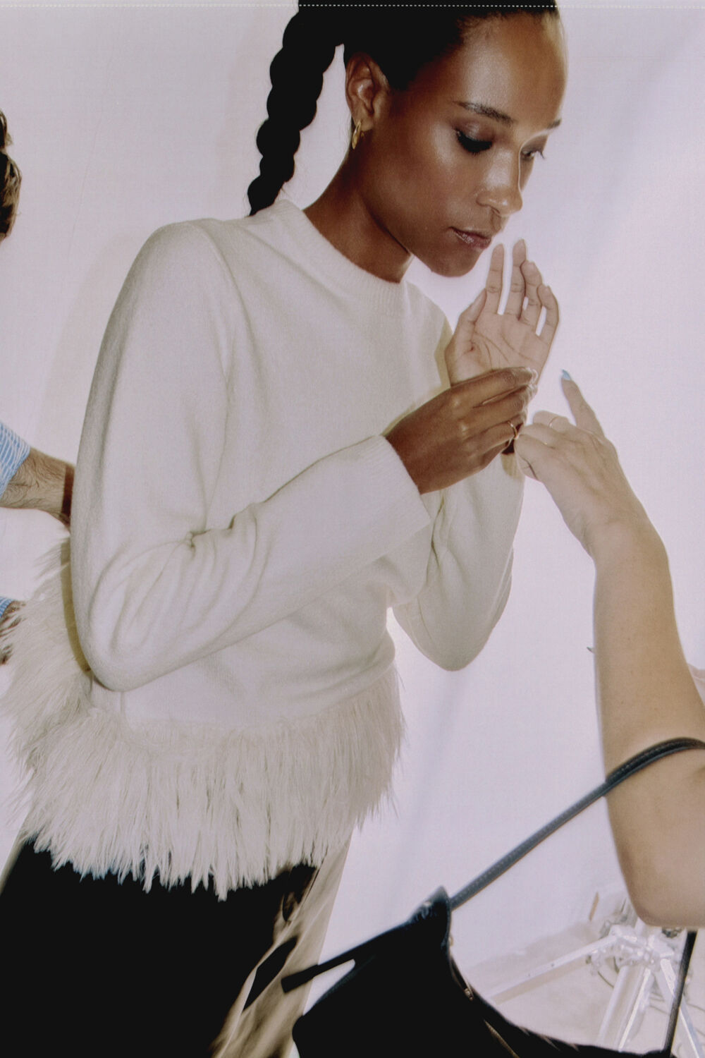 Ivory Fluffy Hem Detail Knit