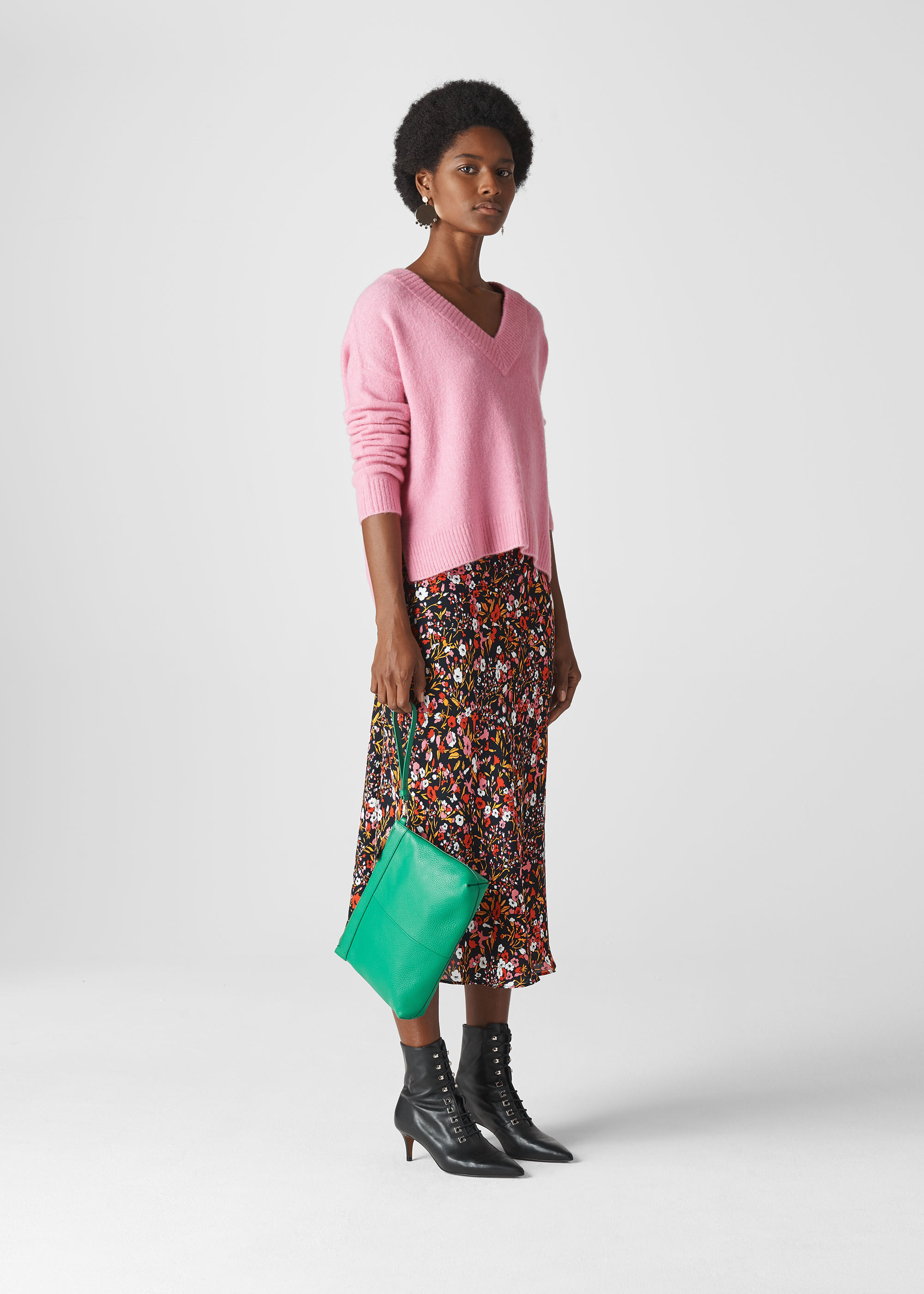 Bias cut outlet floral skirt