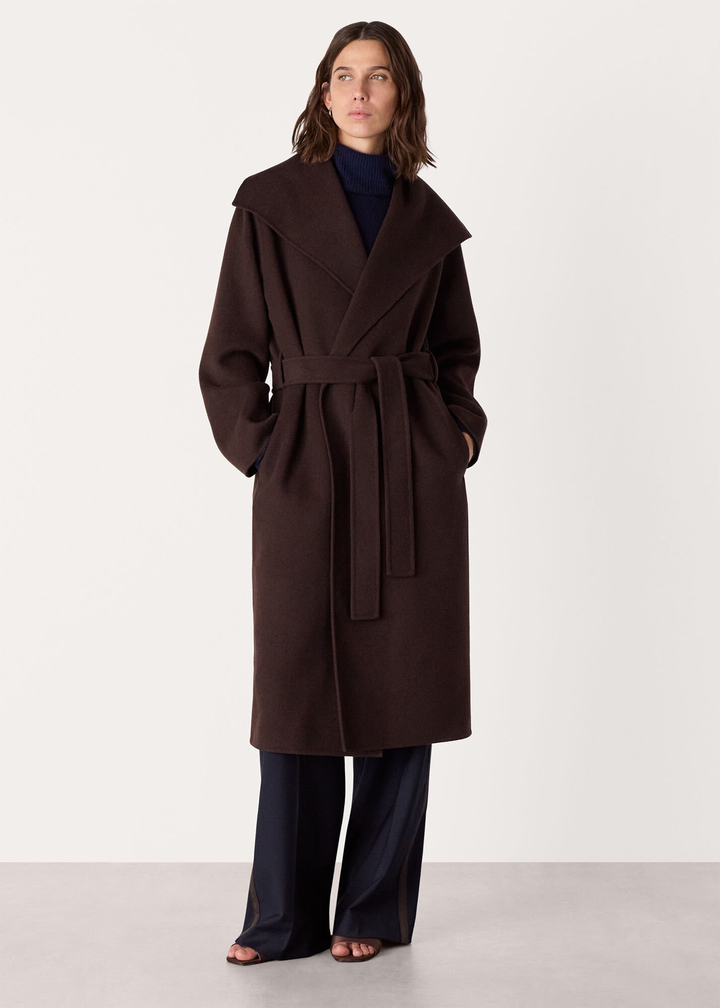 Chocolate Cosima Double Face Coat | WHISTLES | Whistles US |