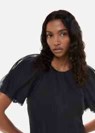 Organza Silk Puff Sleeve Dress