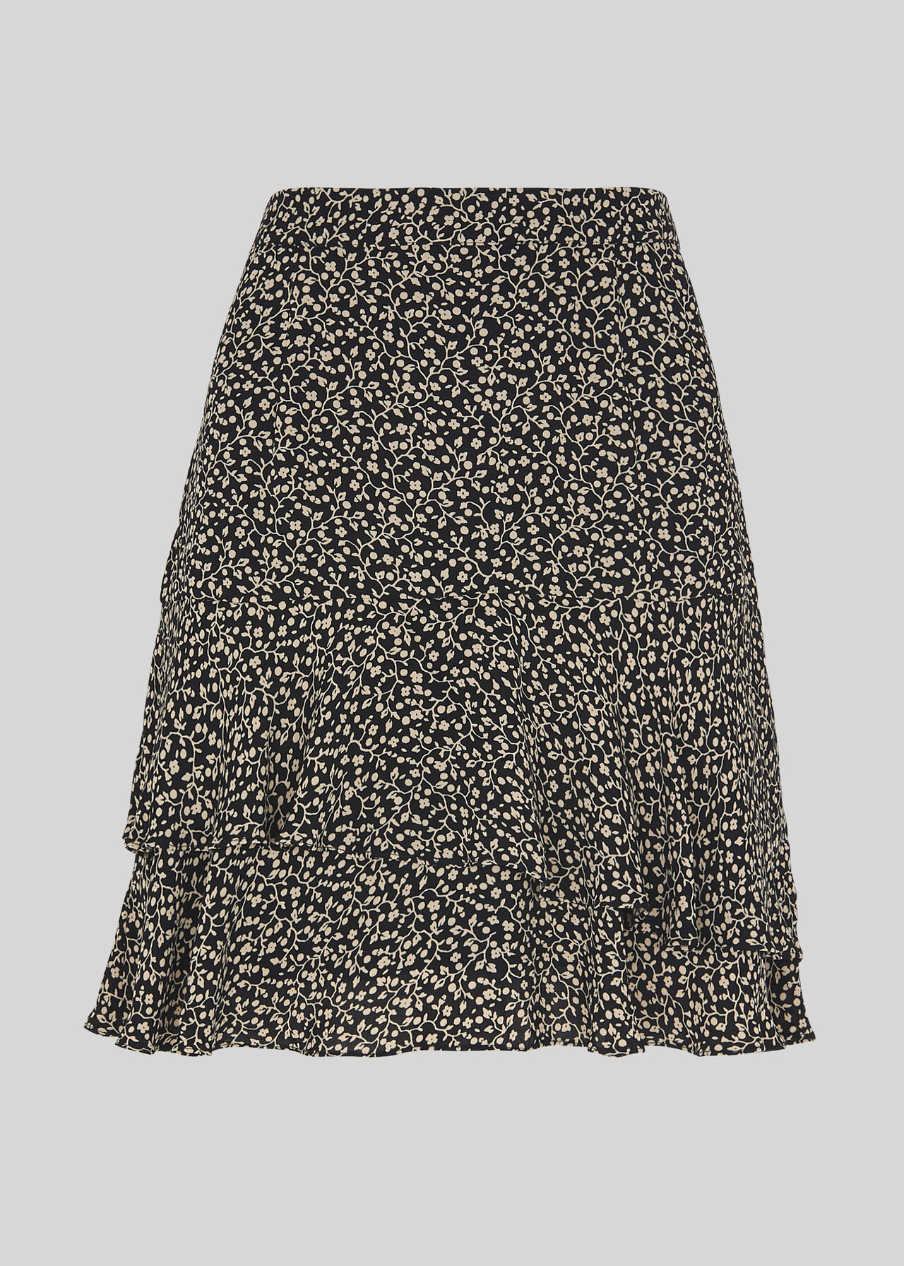 Autumn Floral Print Skirt Black/Multi