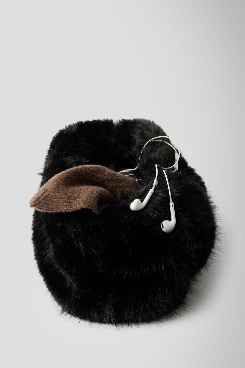 Black Faux Fur Frame Clutch Bag