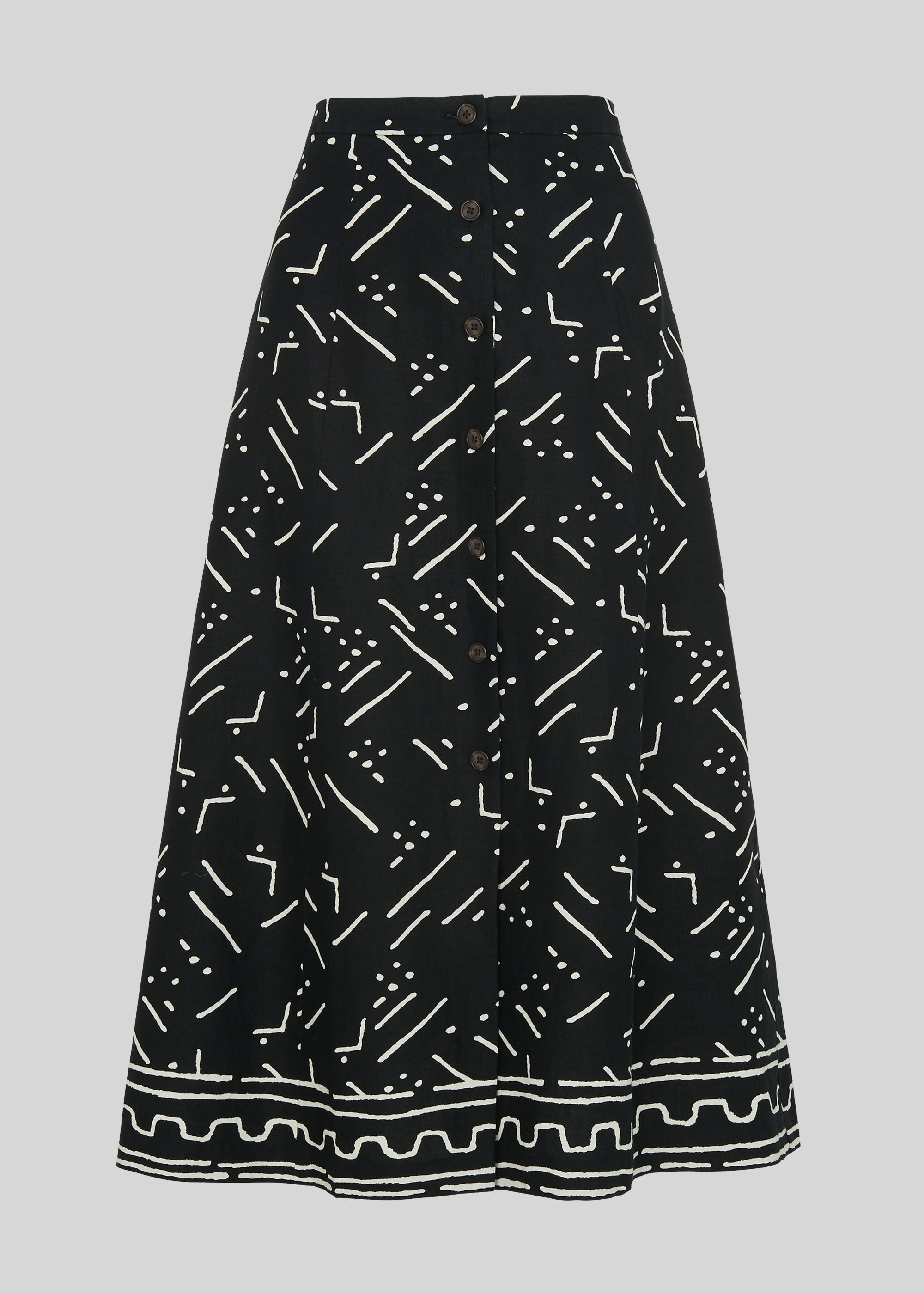 Black and white linen skirt outlet