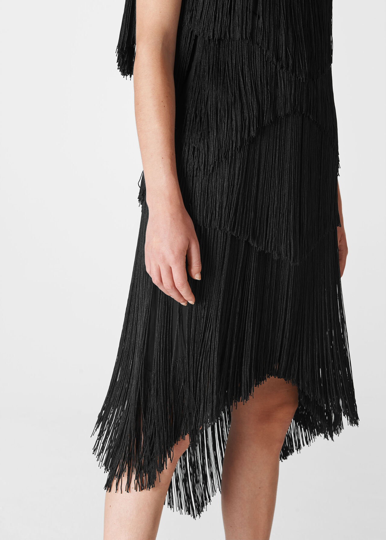 Black Evena Fringe Detail Dress | WHISTLES