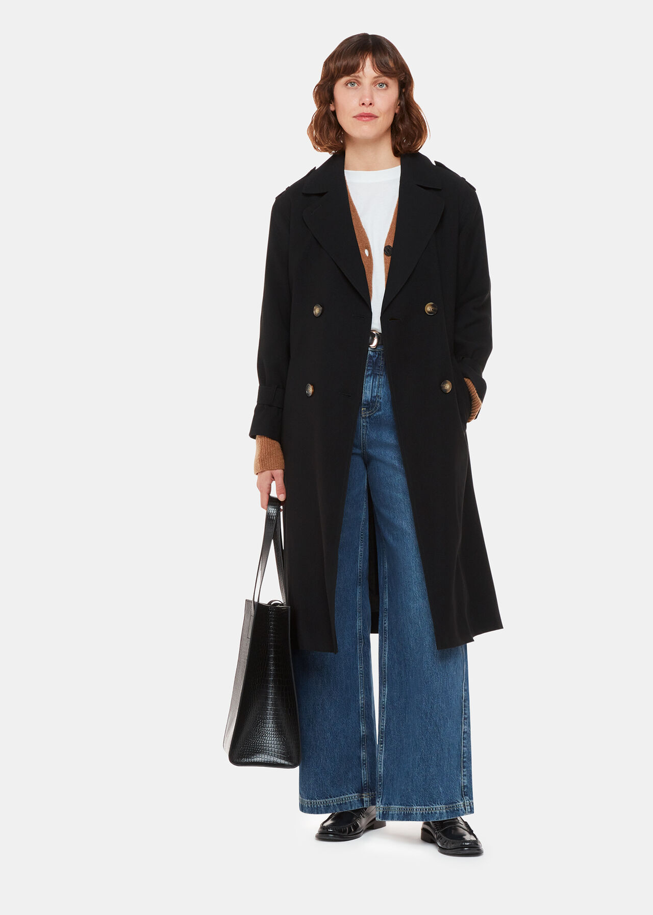 Black Riley Trench Coat WHISTLES Whistles UK