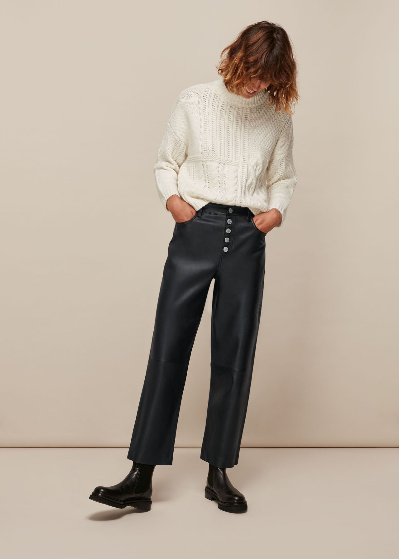 Hollie Leather Button Trouser