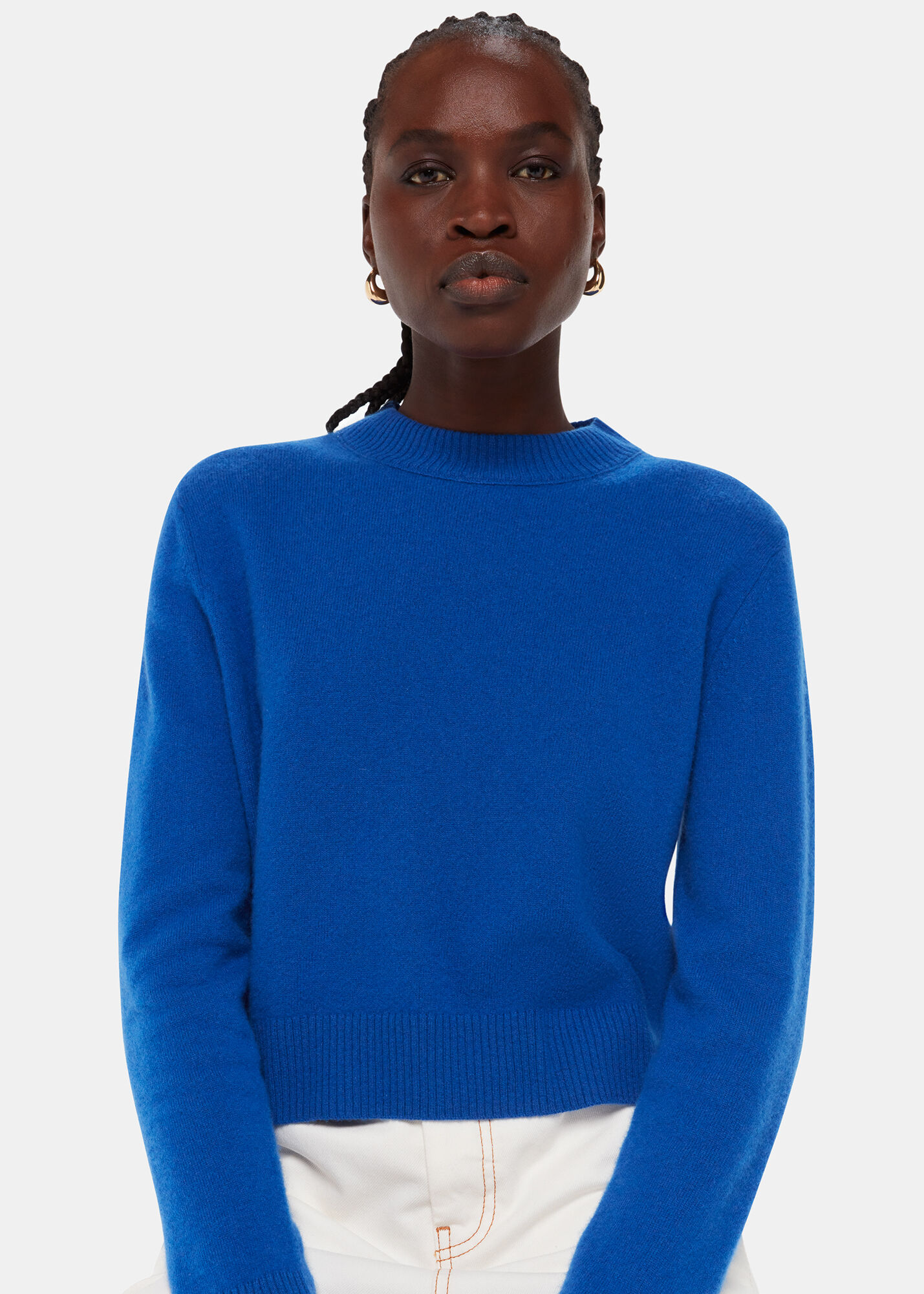 Cobalt Blue Wool Cropped Sweater WHISTLES