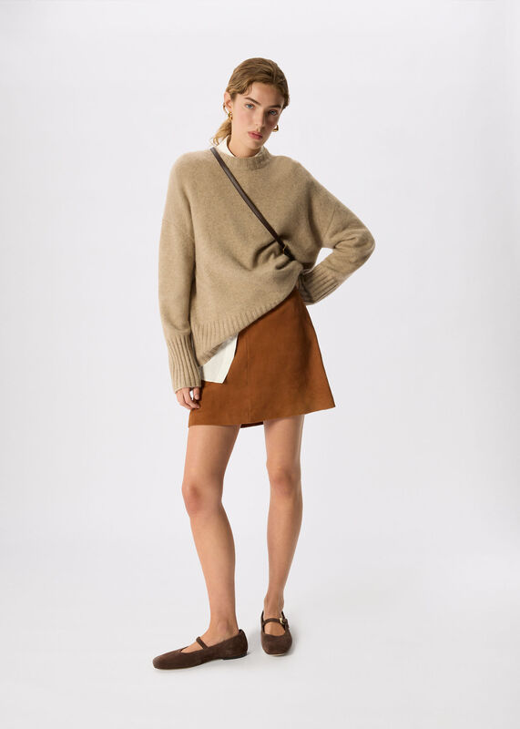Tan Suede A Line Skirt