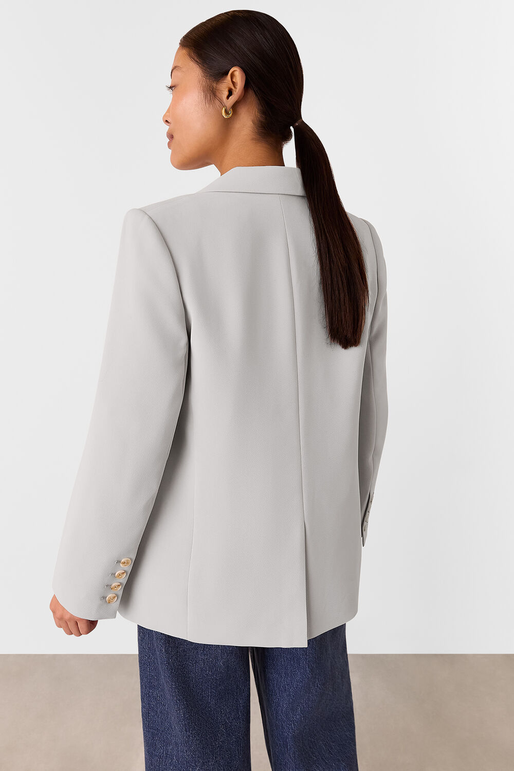Neutral Petite Crepe Boyfriend Blazer